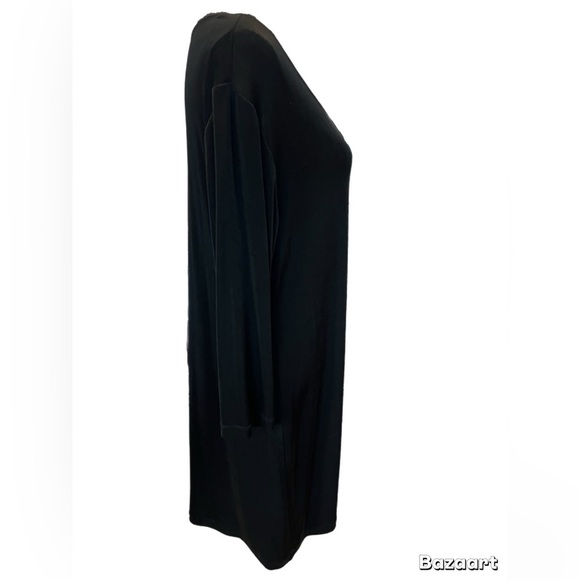 Chico’s Women’s Black Dress Midi 3/4 Sleeve Lace V Neck Size 3=XL - Picture 2 of 4